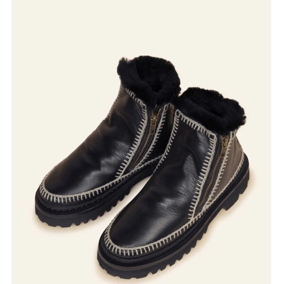 Anthropologie NWT Laidback London Setsu Side Zip Ankle Boot Black Leather warm❤️ - Picture 5 of 14